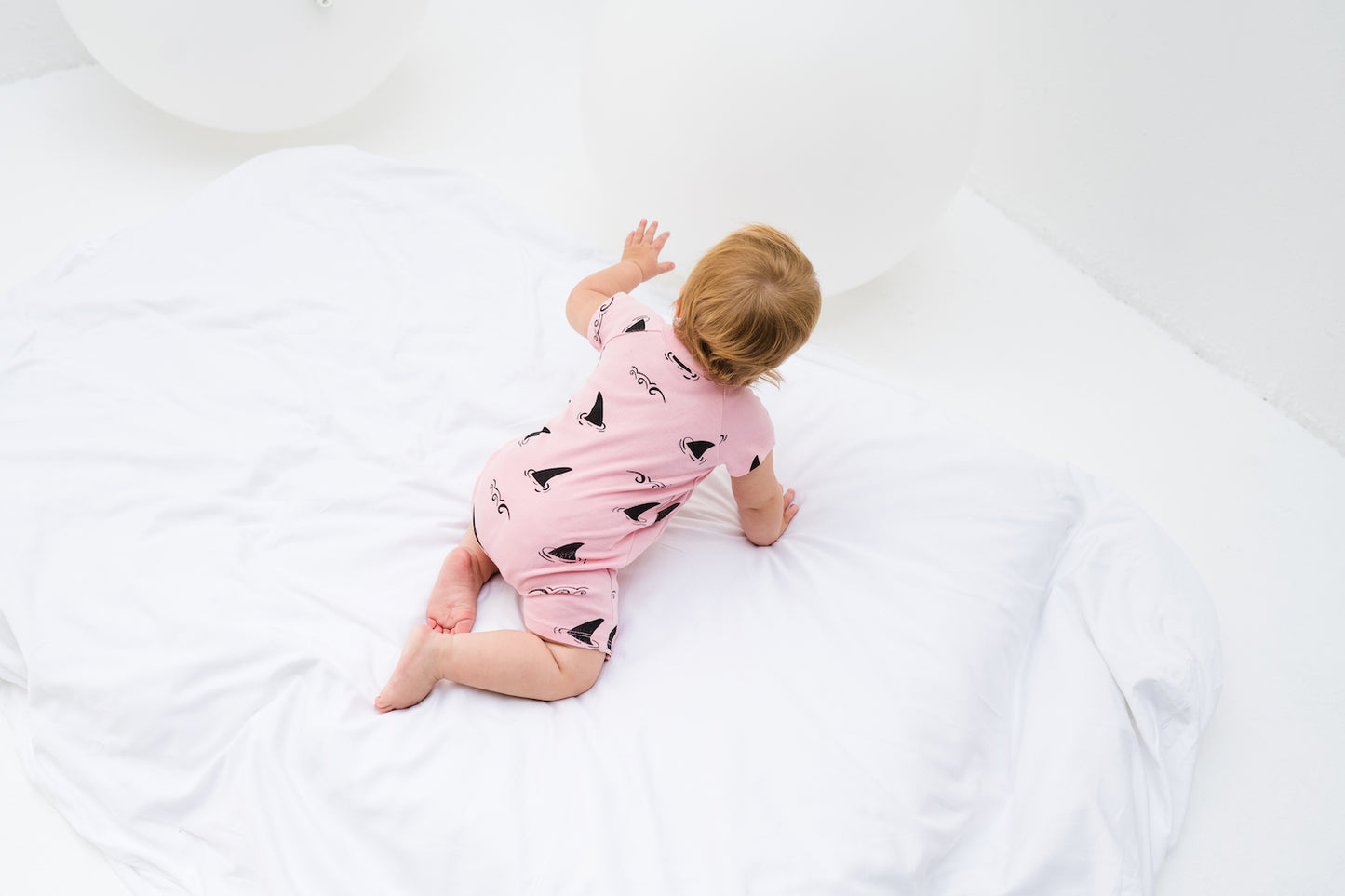 Blushing Shark Zip Baby Romper