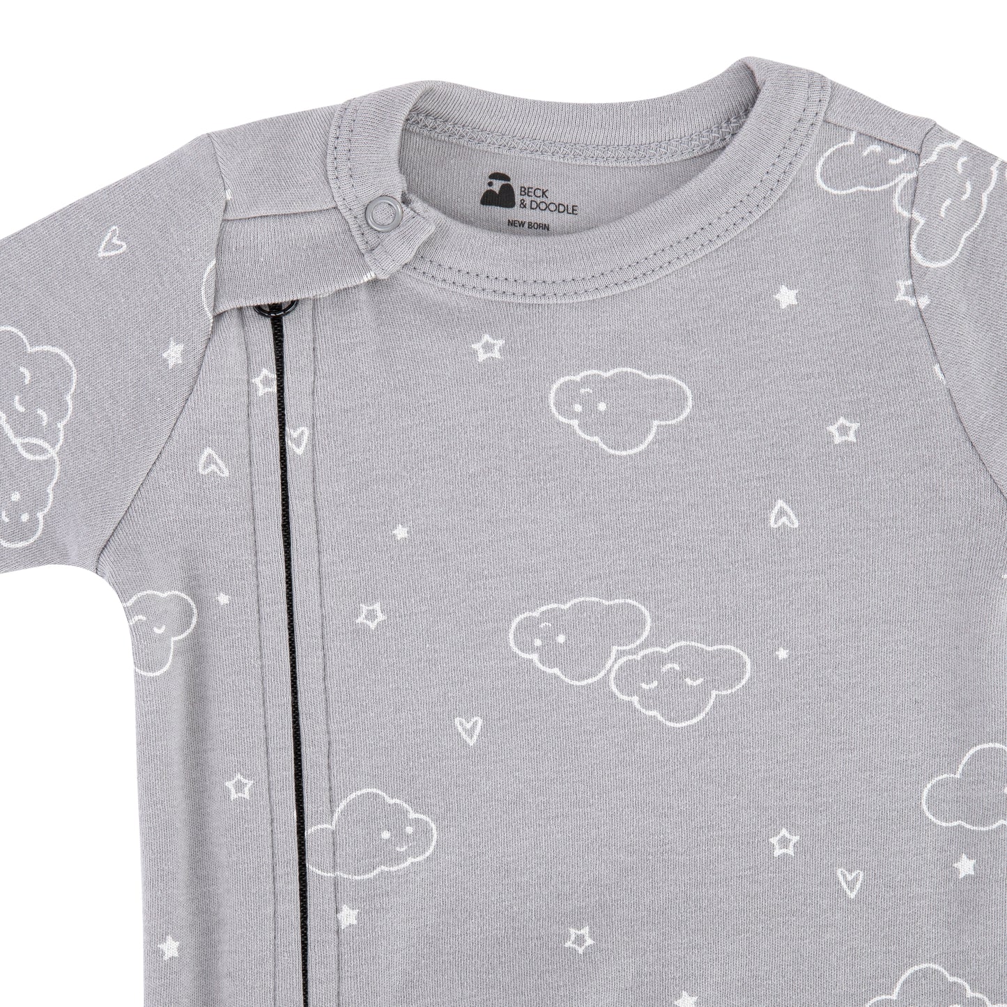 Dusky Cloud Zip Baby Sleepsuit