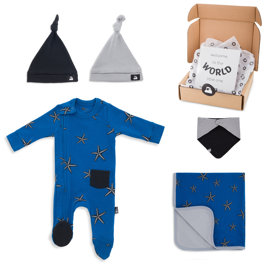 Welcome Baby Deluxe Gift Box - Starfish Azure