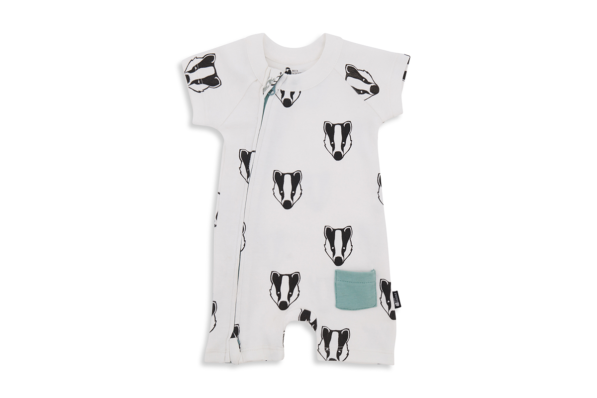 Snowy Badger Zip Baby Romper - Beck & Doodle