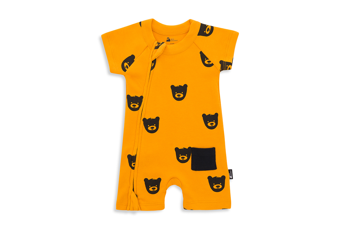 Honey Bear Zip Baby Romper - Beck & Doodle