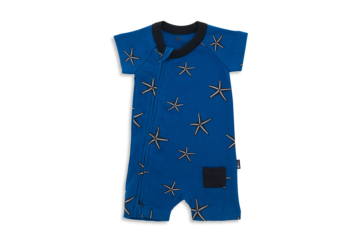 Starfish Azure Zip Baby Romper - Beck & Doodle