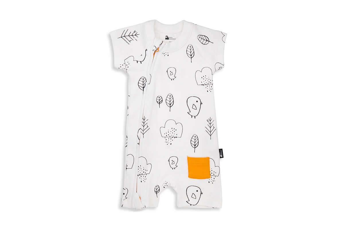 Chalky Bird Zip Baby Romper - Beck & Doodle