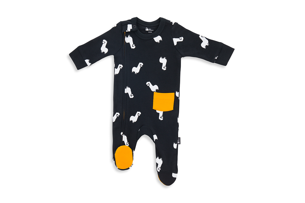 Inky Llama Zip Baby Sleepsuit - Beck & Doodle