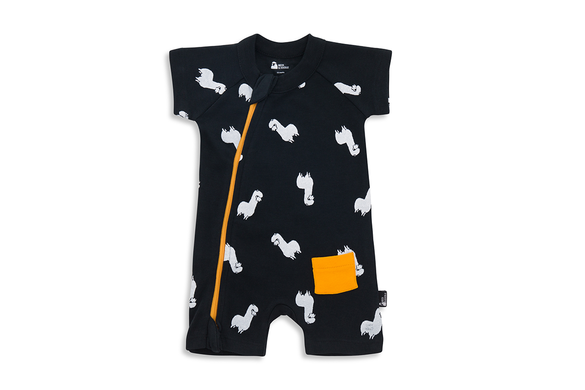 Inky Llama Zip Baby Romper - Beck & Doodle