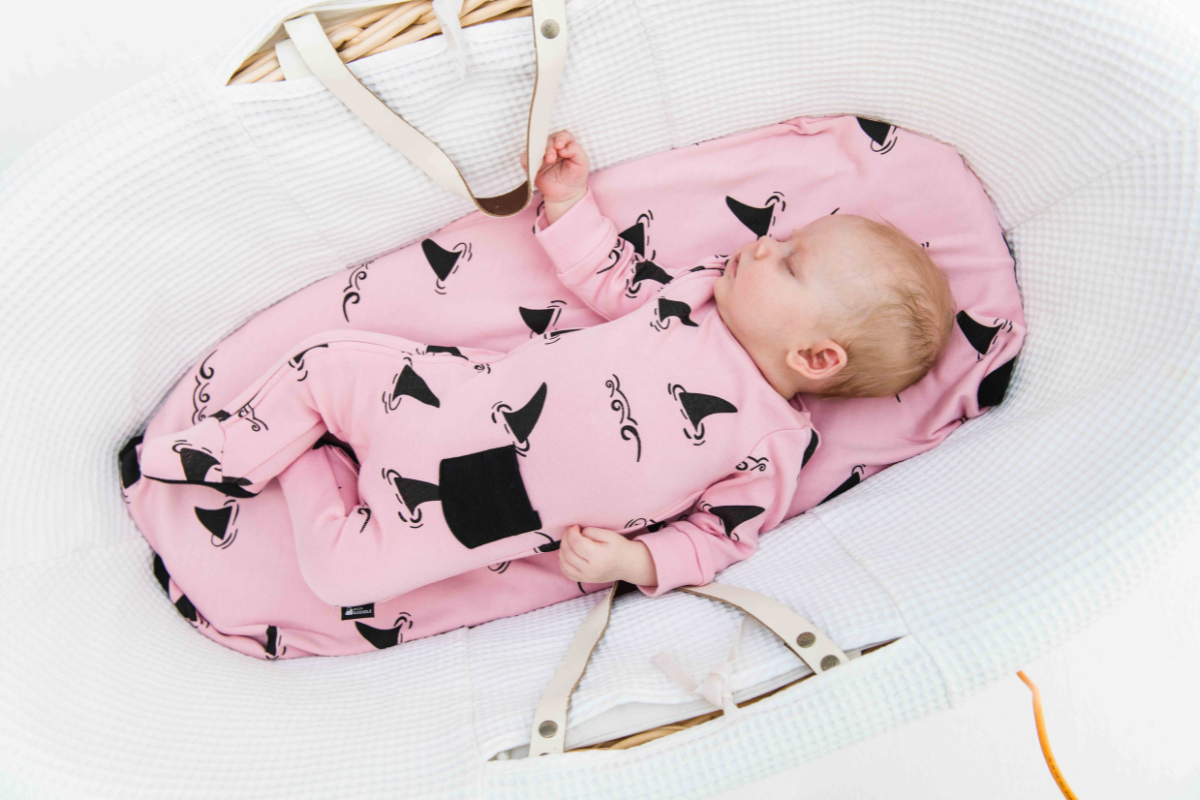 Blushing Shark Zip Baby Sleepsuit - Beck & Doodle