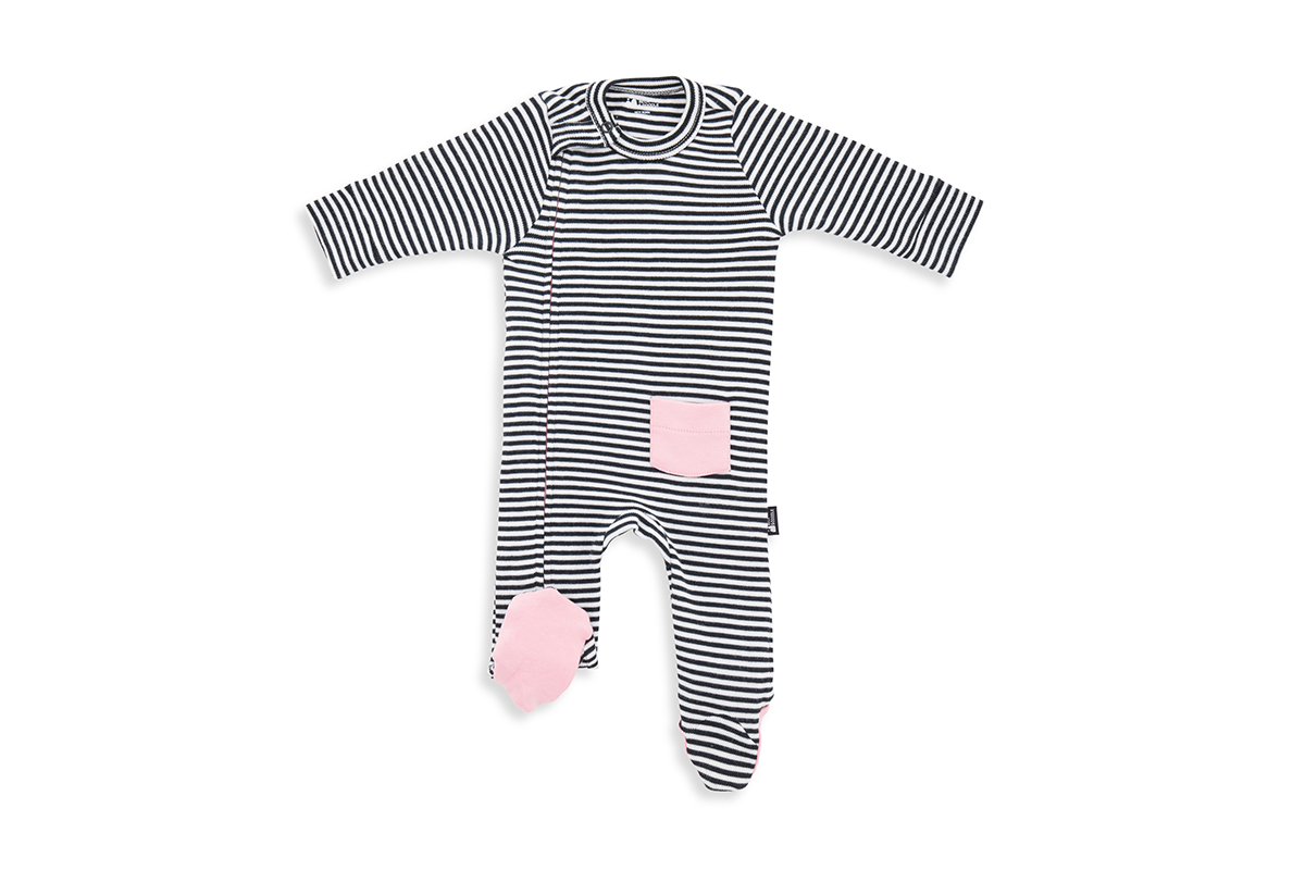 Inky Bandit Zip Baby Sleepsuit - Beck & Doodle