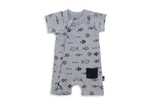 Dusky Fish Zip Baby Romper - Beck & Doodle