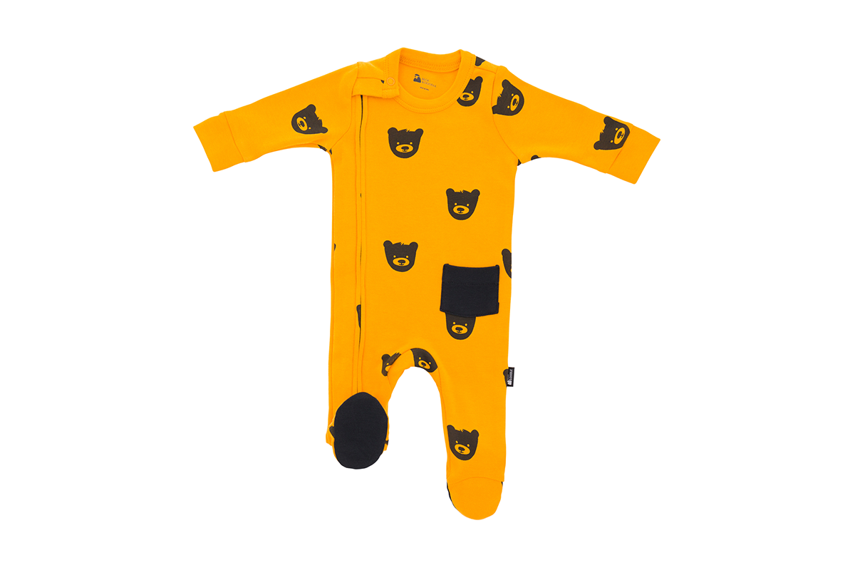 Honey Bear Zip Baby Sleepsuit - Beck & Doodle