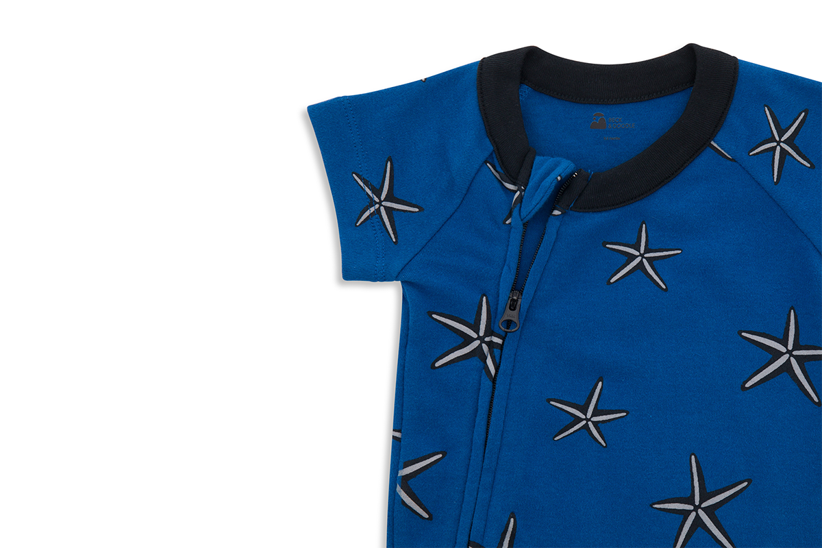 Starfish Azure Zip Baby Romper - Beck & Doodle