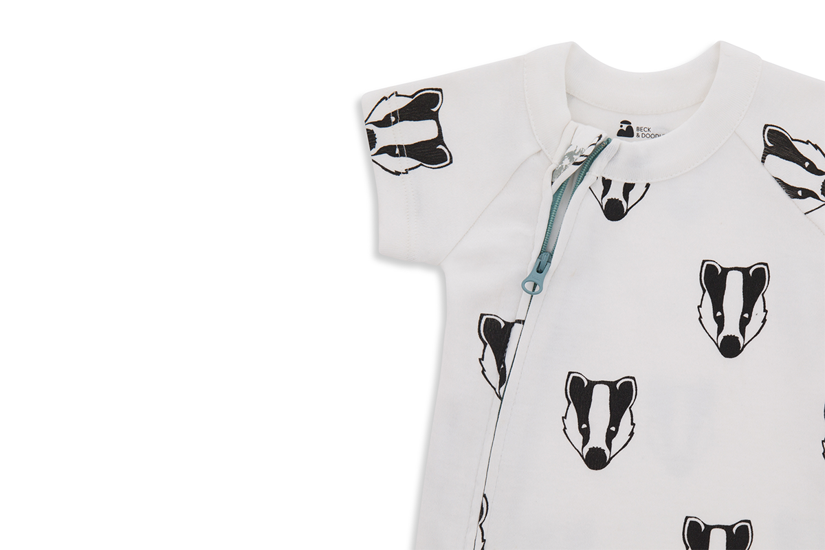 Snowy Badger Zip Baby Romper - Beck & Doodle