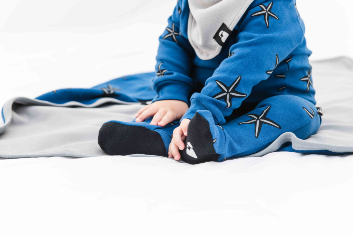 Starfish Azure Zip Baby Sleepsuit - Beck & Doodle