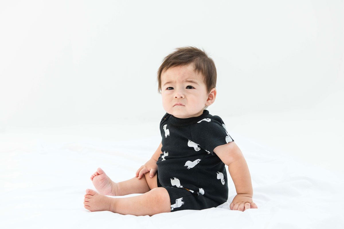 Inky Llama Zip Baby Romper - Beck & Doodle