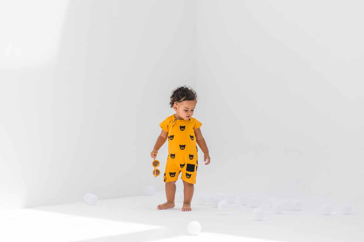 Honey Bear Zip Baby Romper - Beck & Doodle